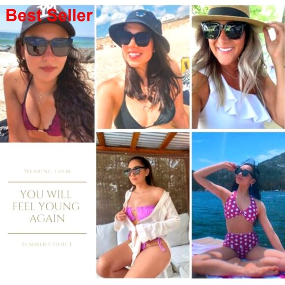 Oversized Square Sunglasses with UV 400 Protection, Metal Accents main image 3